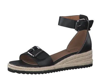 Produktbild von s.Oliver Damen Sandale Schnalle Keilabsatz Bast 5-28104-28, Größe:40 EU, Farbe:Schwarz