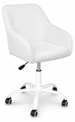 Obrázek produktu pro Kancelářská židle - Ergonomická židle k psacímu stolu - Nastavitelná výška - Polstrovaná - Otočná - S kolečky - Kovová konstrukce - Bílá