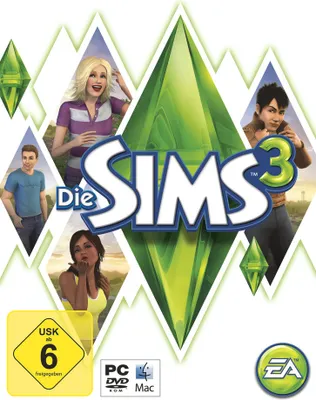 The cover art for the video game 'Die Sims 3', featuring four characters and the game's logo.