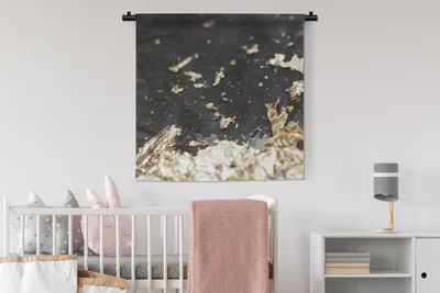 Produktbild von MuchoWow® Wandteppich Wandbehang Marmor - Gold - Luxus - Schwarz 90x90 cm Tapisserie Dekoration Wandtuch - Wandaufhänger