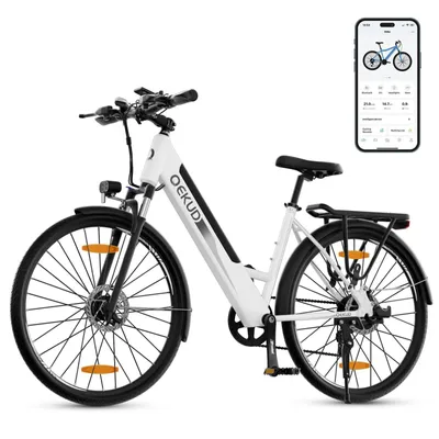 Obrázok produktu pre Qekud F26 pro 26-palcové e-biky MTB Trekingové e-biky 250W motor s APP 21-rýchlostný mestský e-bike biely s APP