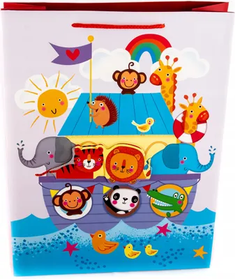 Produktbild von Kinder Geschenktüte 31x42cm - Bunte Papiertragetasche für Geburtstage - Groß & Stabil