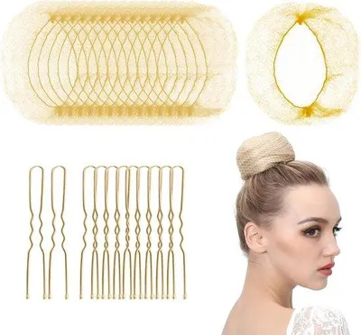 Produktbild von Blonde Haarnetze elastisch 50 Stück mit Haarspangen