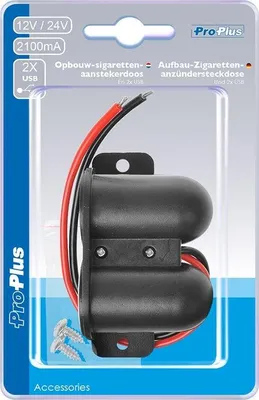 Obrázek produktu pro Zásuvka zapalovače pro povrchovou montáž + 2xUSB typ A 12V/24V v blistru