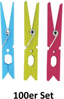 Immagine prodotto di Set di mollette per abiti MSV - resistenti ai raggi UV - infrangibili - colorate - 100 pezzi