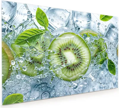 Produktbild von Küchenrückwand Spritzschutz Glas mit Motiv Frische Kiwi Splashes 40 x 40 cm