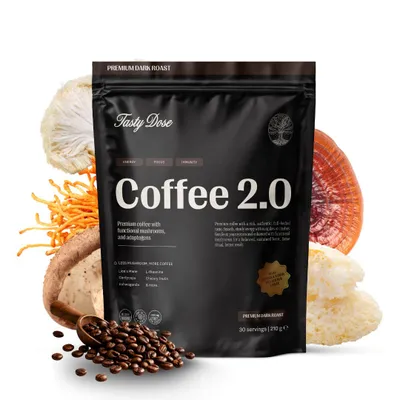 Produktbild von Tasty Dose's Coffee 2.0 Pilzkaffee - Premium Dark Roast, 210 g, 30 Portionen