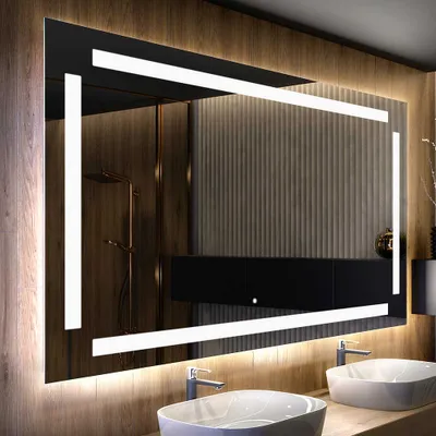 Obrázok produktu pre Moderne zrkadlo do kupelne s osvetlenim LED 110x60 cm | Farba LED: Biela studená 7000K | Spínač podsvietenia: Dotykový | LED124
