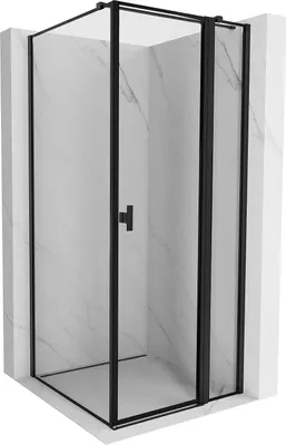 Produktbild von Mexen Mist T Duschkabine schwenkbar rechts 110 x 110 cm, schwarzer Rahmen, schwarz - 8A4T-110-110-70-70-P