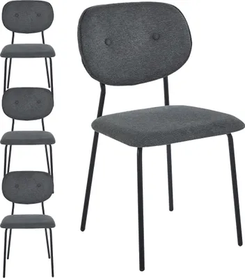 Produktbild von Set 4er Polsterstuhl Henry Velours Grau mit Metallbeinen Retro Design
