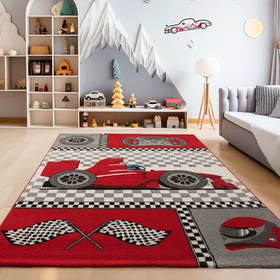 Obrázek produktu pro Dětské koberce Koberce pro děti Koberce do dětského pokoje Koberce v moderním stylu Koberec do dětského pokoje Rozměr : 80 x 150 cm , Barva : červená-1