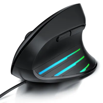 Produktbild von CSL - ergonomische Maus 6400 DPI - neues Modell - Vertikal mit Kabel - USB Vertical Mouse – ergonomisches Design - armschonend – seitliche LEDs - 1000-6400 DPI - kabelgebunden - PC und MAC