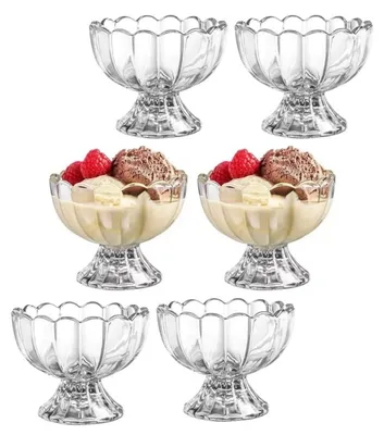 6er Set Glas-Dessertschalen 150 ml, Tulpenform, klar