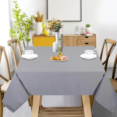 Produktbild von Tischdecke - Quadratisch 140x140 cm - Wasserdicht - 100% Polyester - Für Esstisch & Bankett, Innen/Außen - Grau