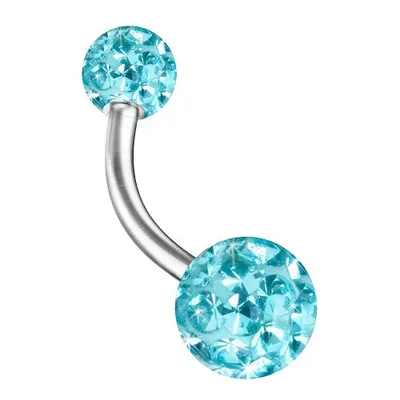 Produktbild von Taffstyle Bauchnabelpiercing Bauchnabelpiercing Banane Piercing Doppel Multi Epoxy Ferido Kristall Kugeln, Aqua / 10mm