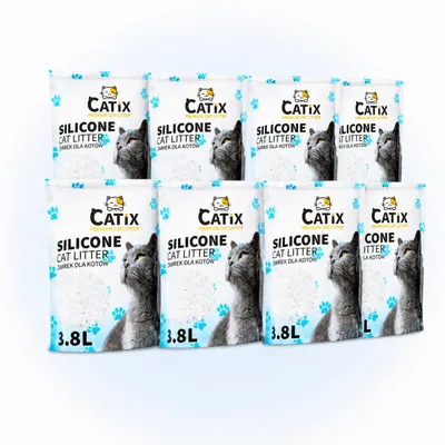 Image de CATIX Premium, litière pour chats en silicate, 30,4L, 13,2kg. Litière cristalline, peu poussiéreuse, antibactérienne et neutralisant les odeurs, Image générée par une IA