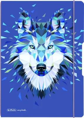 Produktbild von herlitz my.book flex Notizheft - DIN A4 - Wild Animals Wolf - liniert+kariert - 2 x 40 Blatt