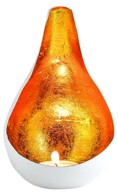 Produktbild von Boho Deko Teelichthalter aus Metall 18 cm | Windlicht in Weiß Gold für Garten und Wohnzimmer | Moderne Kerzenhalter für Teelichter
