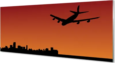 Produktbild von Glasbilder 125x50 Wandkunst Flugzeug Himmel