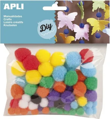 Zdjęcie produktu dla Apli - pompony, worek 78 sztuk w różnych kolorach