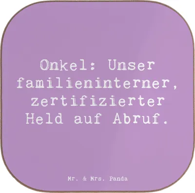 Produktbild von Mr. & Mrs. Panda Tassenuntersetzer Spruch Onkel-Held - Lavendeltraum - Geschenk, gläseruntersetzer, Coaster, Bruder von Papa, einzigartige Designs, Untersetzer Gläser
