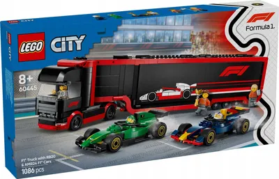 Productafbeelding van LEGO City Formule 1 Transportwagen met RB20 en AMR24 Formule 1 raceauto's - Speelgoed transportwagen voor de Red Bull en Aston Martin Formule 1 teams - Inclusief 5 minifiguren - Cadeau voor jongens en meisjes vanaf 8 jaar, artikelnummer 60445