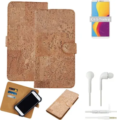 Produktbild von K-S-Trade Hülle kompatibel mit Huawei Y6s + in ear Kopfhörer Kork Handyhülle Cover  Schutzhülle TPU Case Bumper in Hellbraun, (1x)