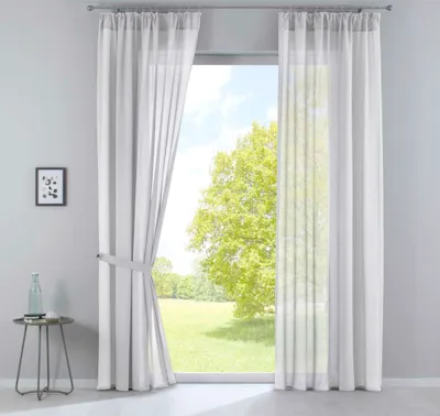Produktbild von 2er Set Gardinen »Nizza« Baumwoll-Voile Halbvoile HxB 254x135 cm Creme Transparent Stores mit Gardinenband und Tuneldurchzug, 2019031-2