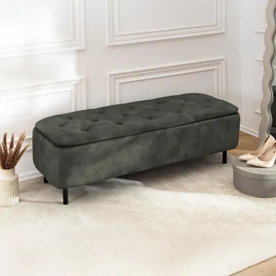 Produktbild von riess-ambiente Polsterbank EN VOGUE 120cm grün schwarz Samt Metallbeine mit Stauraum