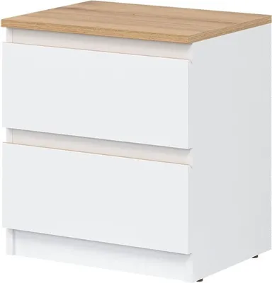 Produktbild von Nachttisch REMI RM11 Nachtschrank 45,5x50x30 cm mit Schubladen Weiß/Evoke Eiche