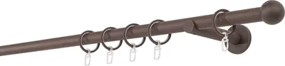 Produktbild von Gardinenstange auf Maß 20mm Ball 1-lauf Wandträger 12cm Farbe: Rost, Größe: 200cm