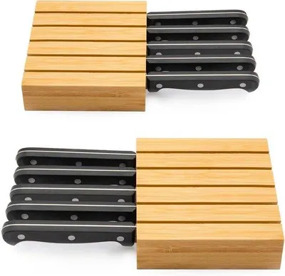 Produktbild von Bamboo-Messensatz für Küchenlade - Organizer für 10 Messer - Küchenbesteckhalter - Leichtbaumer Messensatz für Küche