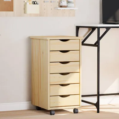 Produktbild von "Schlussverkauf" Rollcontainer mit Schubladen - Mit Stauraum - MOSS Klarlack 34x39x65,5 cm C7104