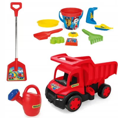 Produktbild von Wader Roter Kipplaster mit Sandspielzeug Set groß