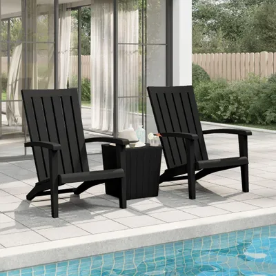 Produktbild von 2 Adirondack-Gartenstühle aus schwarzem Polypropylen für den Garten