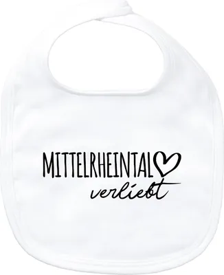Produktbild von Huuraa Baby Lätzchen Mittelrheintal verliebt White Klettverschluss  Baumwolle Latz Geschenkidee