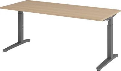 Produktbild von bümö Schreibtisch Serie-XB - Gestell: Graphit, Größe:  180 x 80 cm, Nachbildung: Eiche