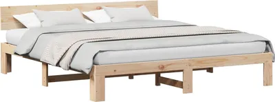 Produktbild von Bettrahmen mit Kopfteil Natur 200 x 200 cm Massives Kiefernholz