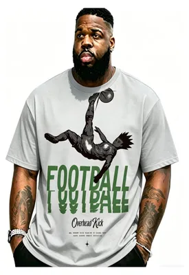 Produktbild von Herren T-Shirt Übergröße, atmungsaktives Kurzarmshirt mit Football Silhouette Print, bequemes Sport Freizeit Shirt als Geschenk 4XL