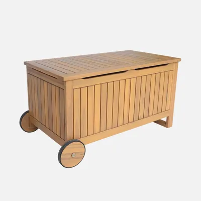 Immagine prodotto di Cassapanca da giardino in legno di acacia con ruote, 119L, Teck