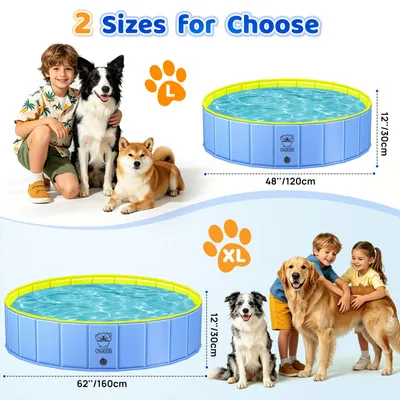 Imagen del producto de Bañera plegable para perros, 120 x 30 cm, antideslizante, bañera grande para niños y perros