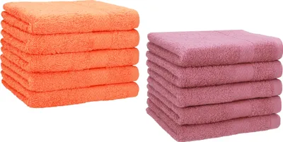 Produktbild von Betz 10 Stück Gästetücher 30x50 cm PREMIUM 100% Baumwolle Set Farbe: orange und altrosa