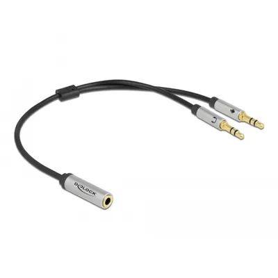 Produktbild von DELOCK Headset Adapter 1x 3,5mm 4Pin Bu > 2x 3,5mm 3Pin St