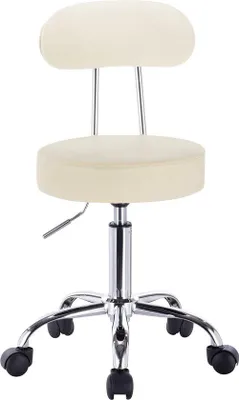 Obrázek produktu pro Ergonomická stolička s opěrkou, výškově nastavitelná, kůže a ocel, krémová barva