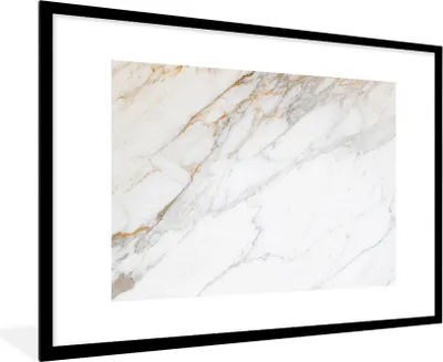 Produktbild von MuchoWow® MuchoWow® Gerahmtes Poster Marmor - Stein - Weiß - Gold - Marmoroptik - Stein - Luxus 90x60 cm - Poster mit zchwarzem Bilderrahmen - Wanddekoration - Fotos
