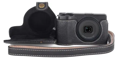 Zdjęcie produktu dla Solidchoice - Etui na aparat z poliuretanu (skóra syntetyczna) dla Ricoh GR III/IIIx/IV, z regulowanym paskiem na ramię, czarne