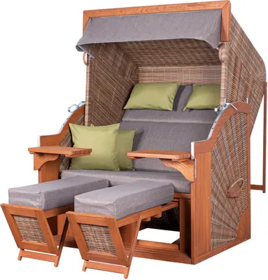Produktbild von Strandkorb deVries PURE® Comfort XL - PE griseum - Dessin 490 - inkl. Schutzhülle