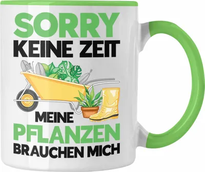Produktbild von Trendation - Meine Pflanzen Brauchen Mich Tasse mit Spruch Garten Hobbygärtner Gärtner Geschenk Lustig Gärtnerin Geschenkidee (Grün)