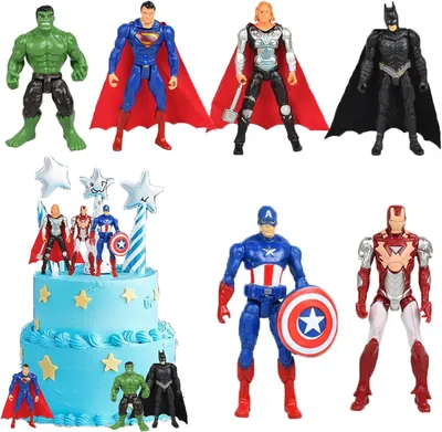 Productafbeelding van Taartfiguren - Set van 6 - Taartdecoratie - Mini-taartfiguren - Verjaardag - Feestdecoratie - Taarttopper