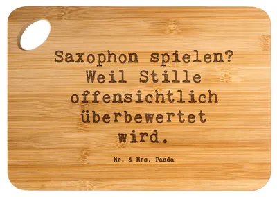 Produktbild von Mr. & Mrs. Panda holzschneidebrett Spruch Saxophon Leidenschaft - Transparent - Geschenk, Melodie, Holzbrett, Schneidebrett, käseschneidebrett, Frühstücksbrett, Blues
